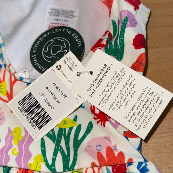 Baby Boden Ocean Animals Swim Suit 9-12 months 🦞Ruffle Swim Mini Boden 🐟 - Picture 5 of 6